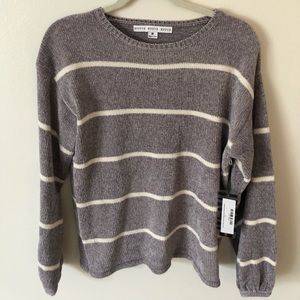 Gray Striped Chenille Sweater